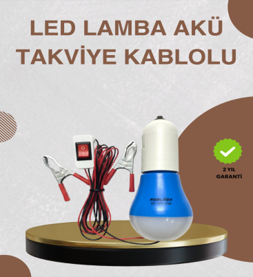 12V LED Ampul Timsah Kıskaçlı Taşınabilir Aydınlatma - Lisinya