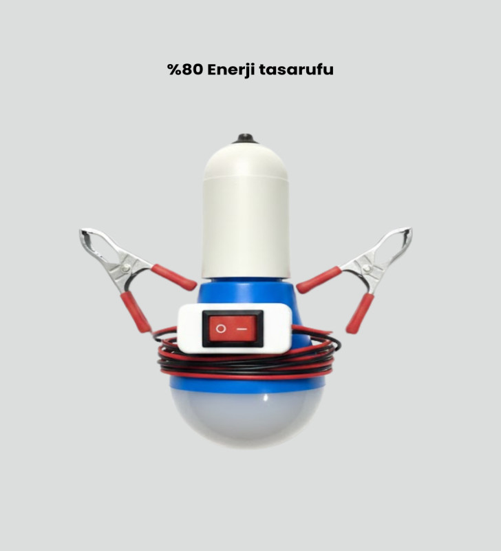 12V LED Ampul Timsah Kıskaçlı Taşınabilir Aydınlatma - Lisinya