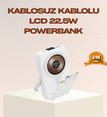 Manyetik Kablosuz Powerbank 22.5W Hızlı Şarj LCD Ekranlı - Lisinya