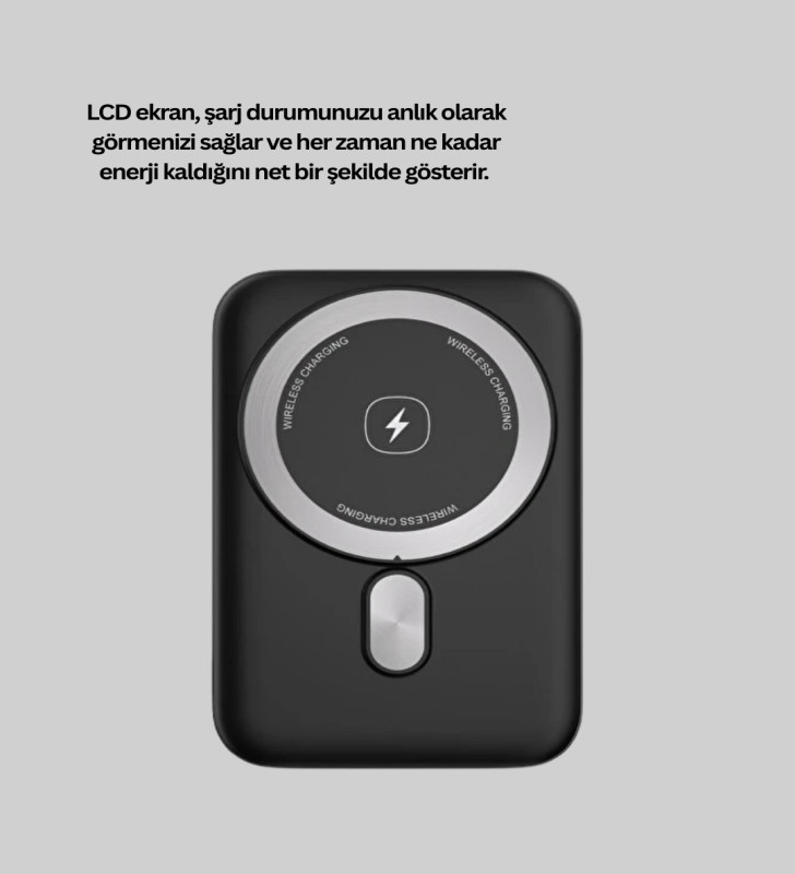 MagSafe Uyumlu Kablosuz Powerbank Taşınabilir Hızlı Şarj - Lisinya