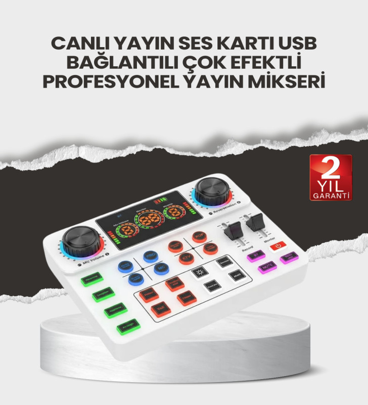 Çok Efektli Canlı Yayın Ses Mikseri USB ve Kablosuz Uyumlu - Lisinya