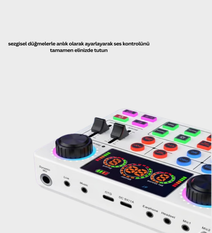 Çok Efektli Canlı Yayın Ses Mikseri USB ve Kablosuz Uyumlu - Lisinya