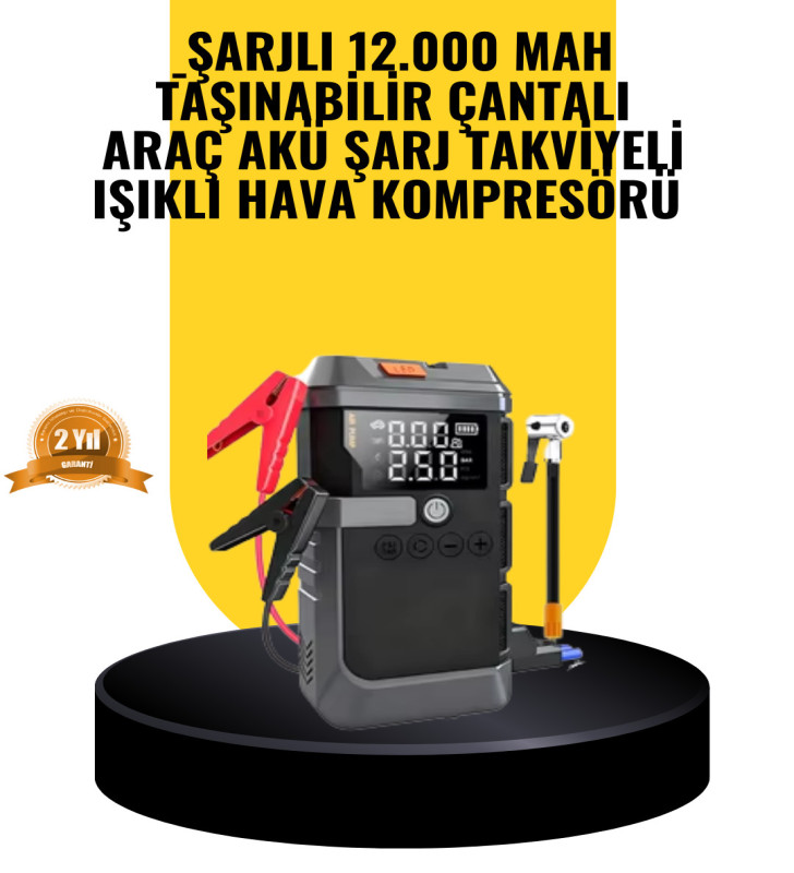 Işıklı Hava Kompresörlü Taşınabilir Akü Takviye Ünitesi - Lisinya