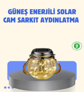 Güneş Enerjili Cam Sarkıt Bahçe Balkon Teras Aydınlatma 30 LED - Lisinya