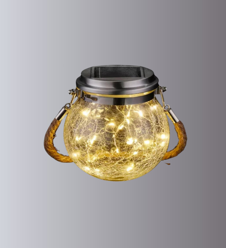 Güneş Enerjili Cam Sarkıt Bahçe Balkon Teras Aydınlatma 30 LED - Lisinya