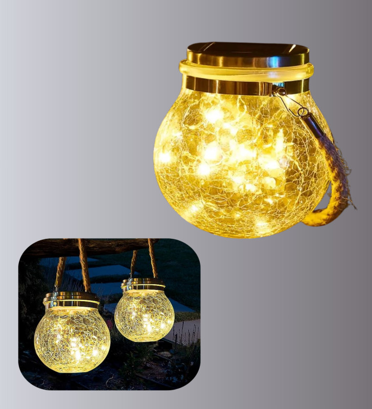 Güneş Enerjili Cam Sarkıt Bahçe Balkon Teras Aydınlatma 30 LED - Lisinya