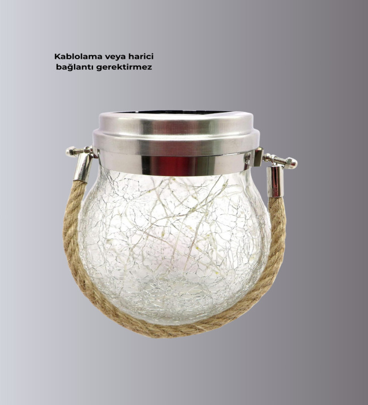 Güneş Enerjili Cam Sarkıt Bahçe Balkon Teras Aydınlatma 30 LED - Lisinya