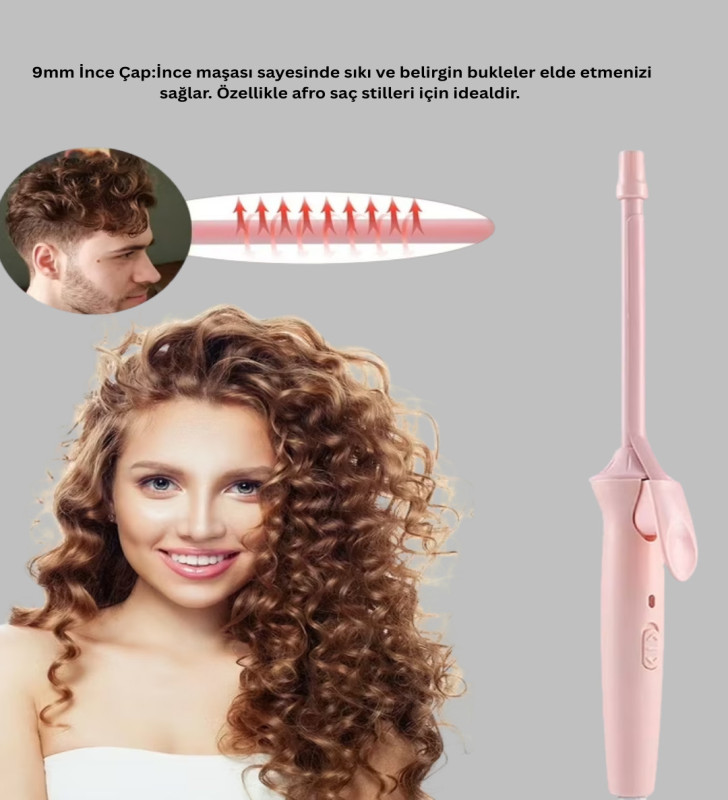 9mm İnce Bukle Maşası Afro ve Sık Bukleler İçin Uygun - Lisinya