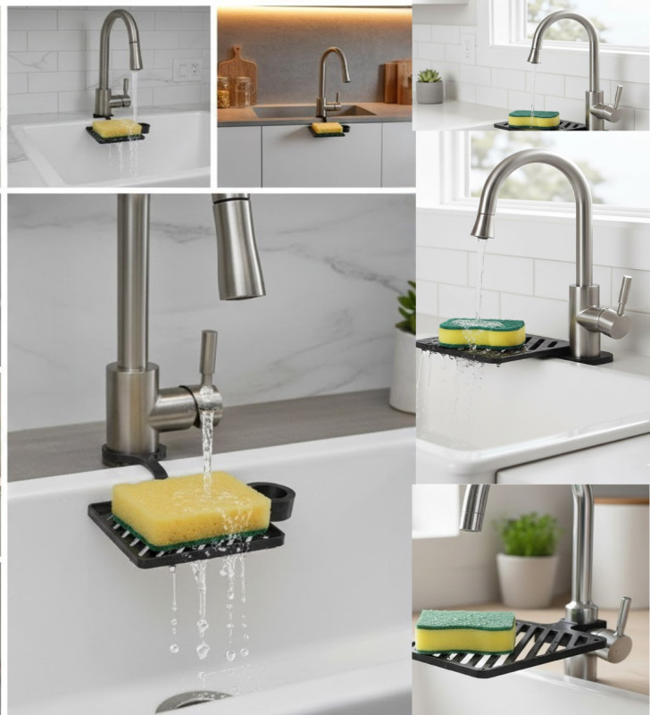 Musluğa Monte Süngerlik Damlama Özellikli Mutfak Organizatörü - Lisinya