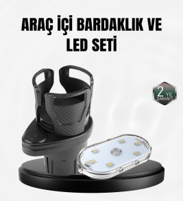 Araç İçi Düzen ve Ambiyans Seti Çift Bardak Tutucu + LED Işık - Lisinya