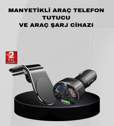 Araç İçi Telefon Tutucu + Quick Charge 3.0 Araç Şarj Cihazı Seti - Lisinya