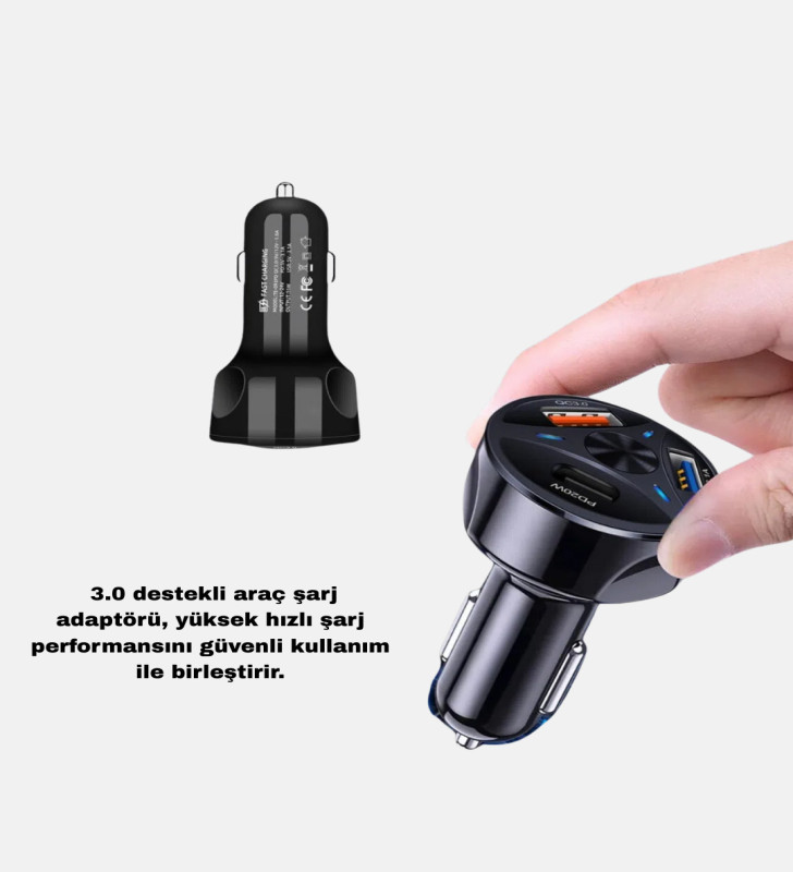 Manyetik Araç Telefon Tutucu ve Hızlı Şarj Adaptörü 2’li Set - Lisinya