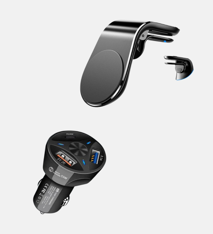 Manyetik Araç Telefon Tutucu ve Hızlı Şarj Adaptörü 2’li Set - Lisinya