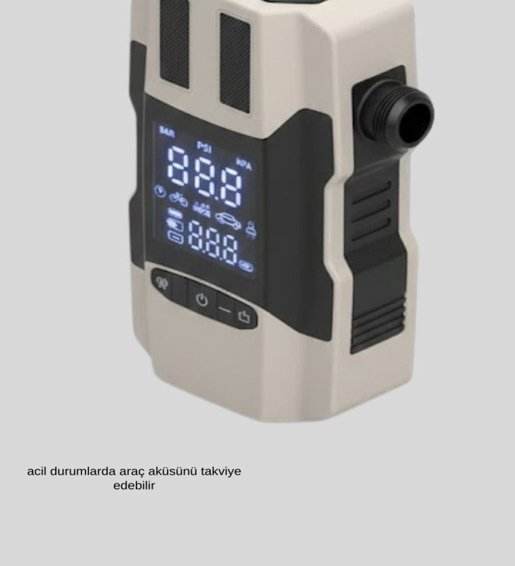 12.000 mAh Akü Takviye Powerbank Dahili Hava Pompalı Dijital Ekranlı - Lisinya