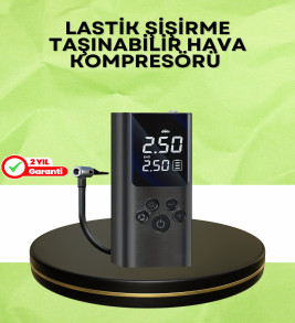 USB Şarjlı Taşınabilir Hava Kompresörü Dijital Ekranlı - Lisinya