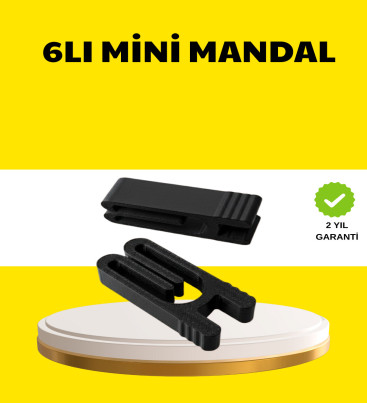 Tekrar Kullanılabilir Poşet Mandalı Siyah 6’lı Set - Lisinya