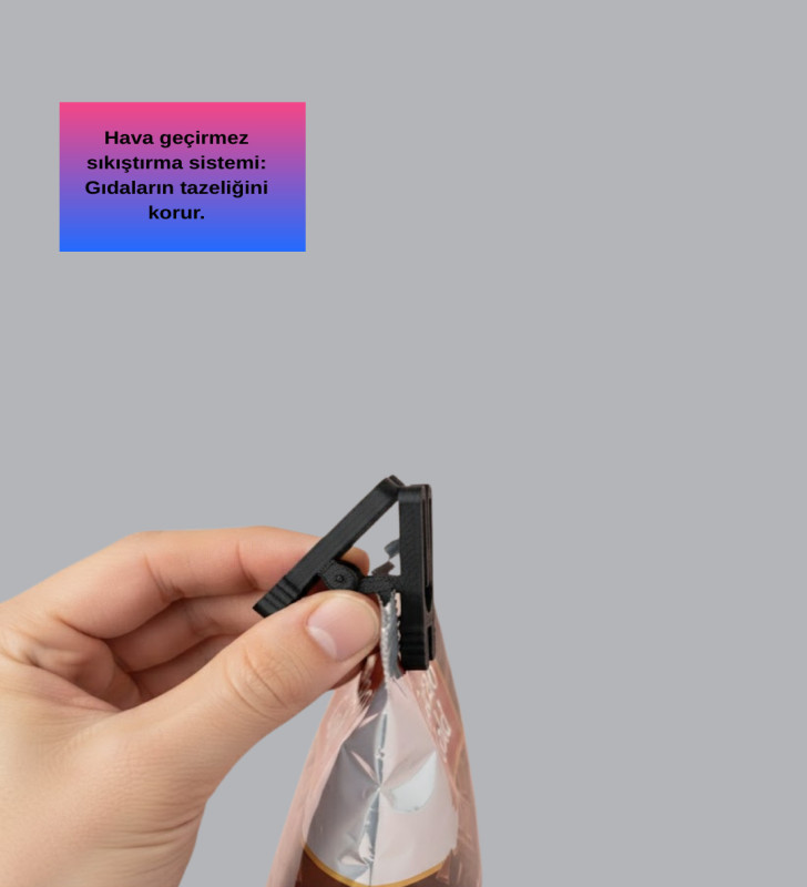 Poşet Kapatma Mandalı Hava Geçirmez 6 Adet Set - Lisinya