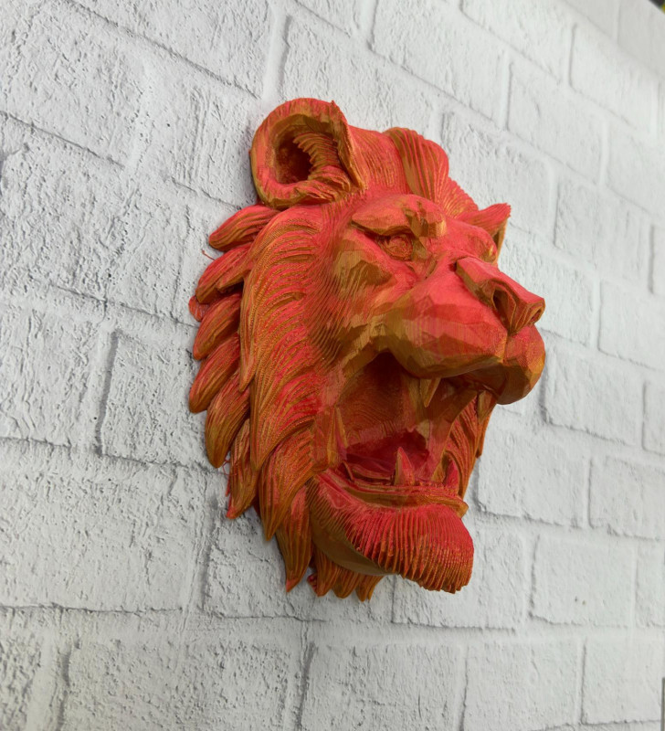 Gold Red Aslan Başı Duvar Aksesuarı - Lisinya