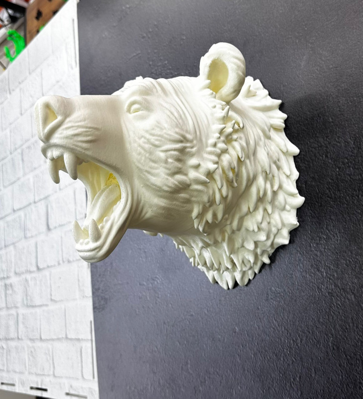 Beyaz Renk 3D Ayı Başı Duvar Dekoru - Lisinya