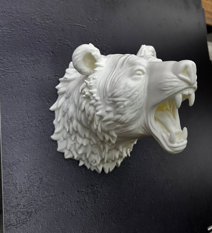 Beyaz Renk 3D Ayı Başı Duvar Dekoru - Lisinya