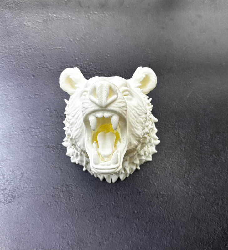 Beyaz Renk 3D Ayı Başı Duvar Dekoru - Lisinya