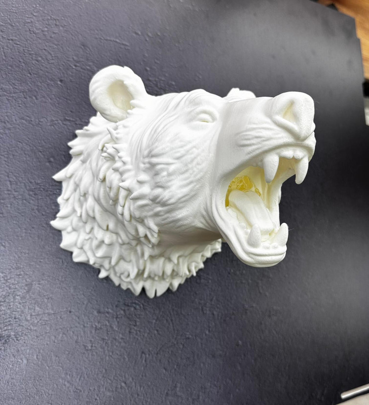 Beyaz Renk 3D Ayı Başı Duvar Dekoru - Lisinya