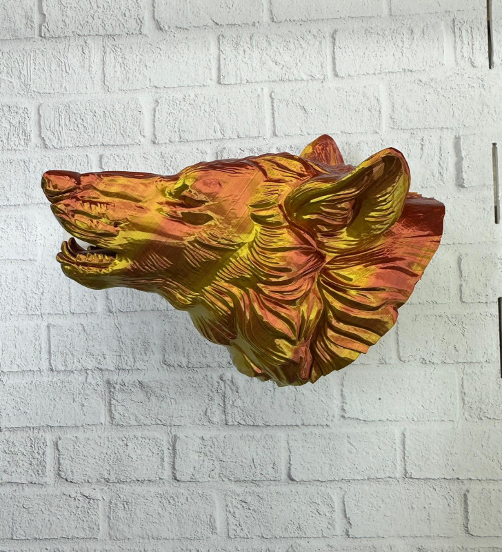 Altın Kaplama Görünümlü Kurt Duvar Süsü - Lisinya