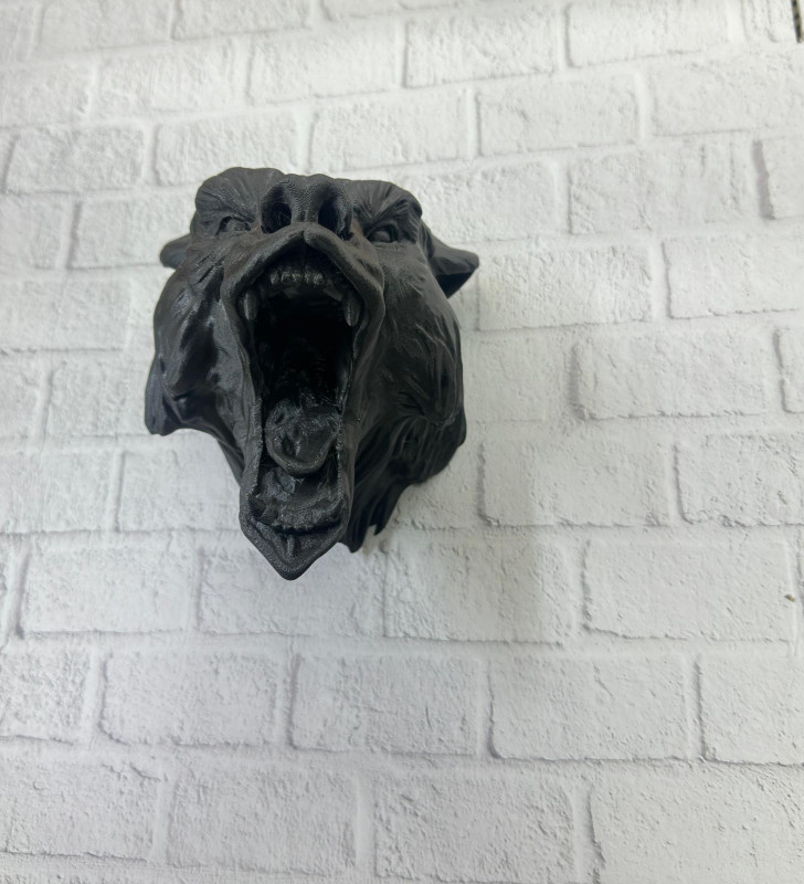 Ayı Tasarım Siyah 3D Duvar Heykeli - Lisinya