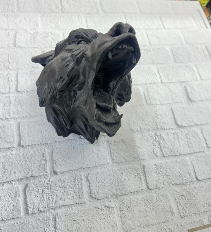 Ayı Tasarım Siyah 3D Duvar Heykeli - Lisinya