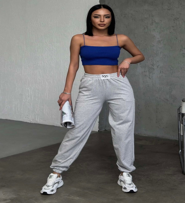 Rahatlığın Şıklığı Tarz Gri Paçası Lastikli Eşofman Altı ( Lisinya )