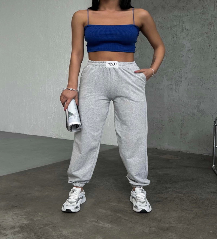 Rahatlığın Şıklığı Tarz Gri Paçası Lastikli Eşofman Altı ( Lisinya )