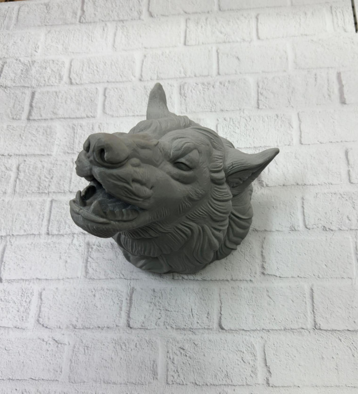 Kurt Başı Duvar Aksesuarı Gri Renk Asılabilir Hediyelik Figür - Lisinya