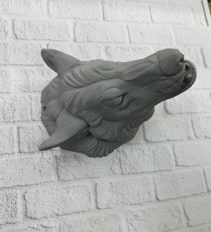 Kurt Başı Duvar Aksesuarı Gri Renk Asılabilir Hediyelik Figür - Lisinya