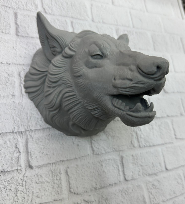 Kurt Başı Duvar Aksesuarı Gri Renk Asılabilir Hediyelik Figür - Lisinya