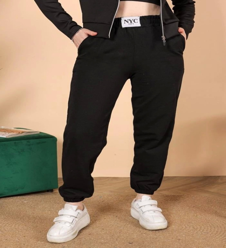 Rahatlığın Şıklığı Tarz Siyah Paçası Lastikli Eşofman Altı ( Lisinya )