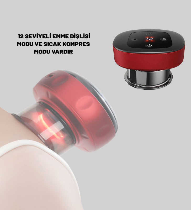 Vakumlu Masaj Aleti Çok Kademeli Emme Isıtmalı Ev Tipi Terapi - Lisinya