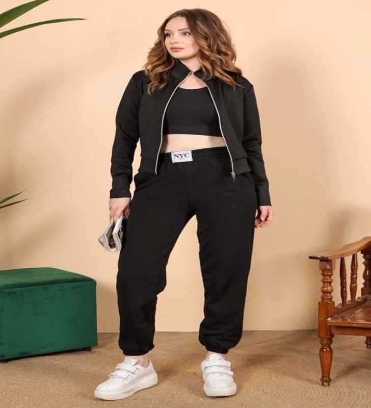 Rahatlığın Şıklığı Tarz Siyah Paçası Lastikli Eşofman Altı ( Lisinya )