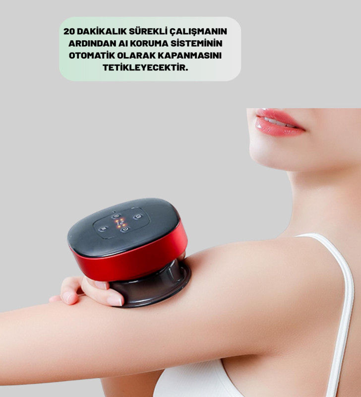 Elektrikli Vakumlu Çukurluk Masaj Aleti Isıtmalı ve Kırmızı Işıklı Terapi Seti - Lisinya