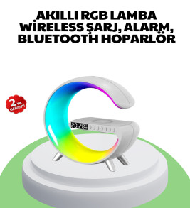 Bluetooth Hoparlörlü RGB Atmosfer Lambası Kablosuz Şarj ve Saat Özellikli - Lisinya