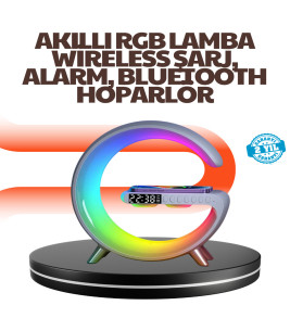 15W Hızlı Kablosuz Şarj Destekli Çok Fonksiyonlu Akıllı Masa Lambası - Lisinya