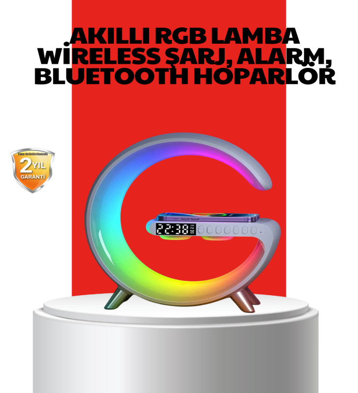 Kablosuz Şarjlı Atmosfer Lambası Bluetooth Hoparlör ve Akıllı Alarm Özellikli - Lisinya
