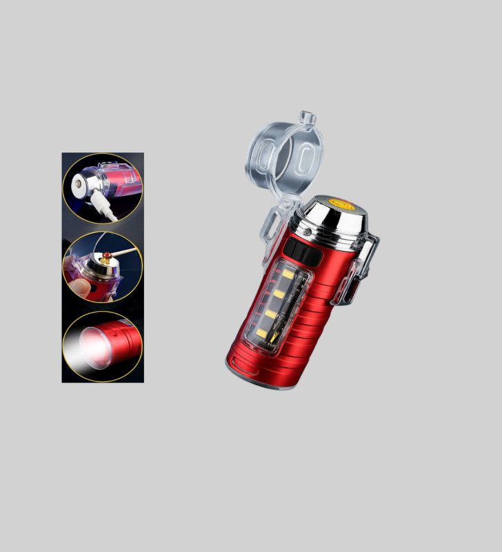 USB Şarjlı Rüzgar Geçirmez Elektrikli Çakmak El Fenerli - Lisinya