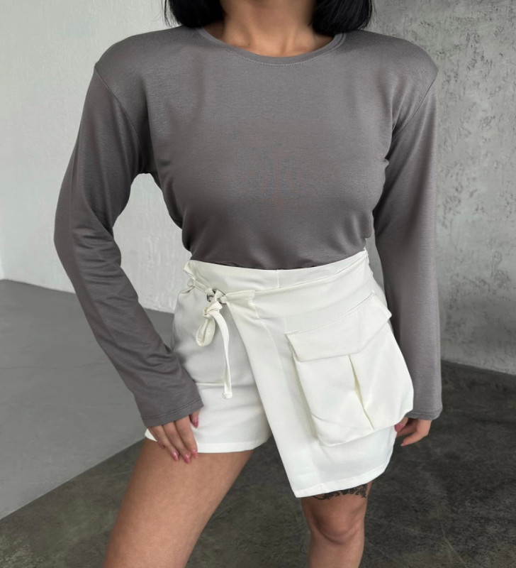 Rahat Ve Şık Uzun Kollu Bisiklet Yaka Likralı Viskon Penye Body Füme ( Lisinya )