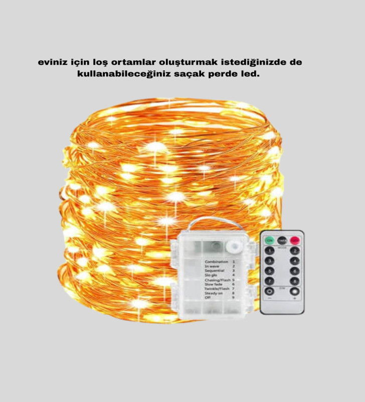 8 Fonksiyonlu Uzaktan Kumandalı Günışığı Perde Peri Led Dekoratif Işık - Lisinya