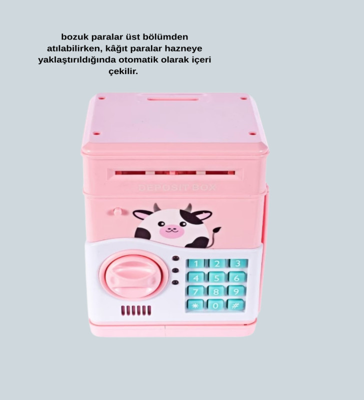 SAM51 MÜZİKLİ IŞIKLI KUMBARA PEMBE - Lisinya