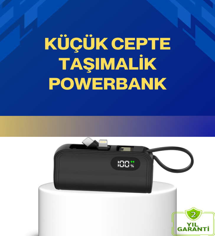LED Göstergeli 2000mAh Cep Tipi Hızlı Şarj Powerbank - Lisinya