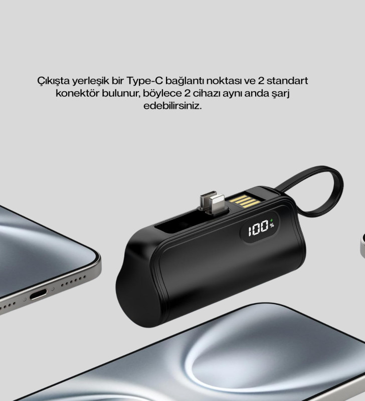 LED Göstergeli 2000mAh Cep Tipi Hızlı Şarj Powerbank - Lisinya