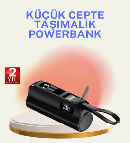 Dahili Konektörlü 20W Hızlı Şarj Mini Taşınabilir Powerbank - Lisinya