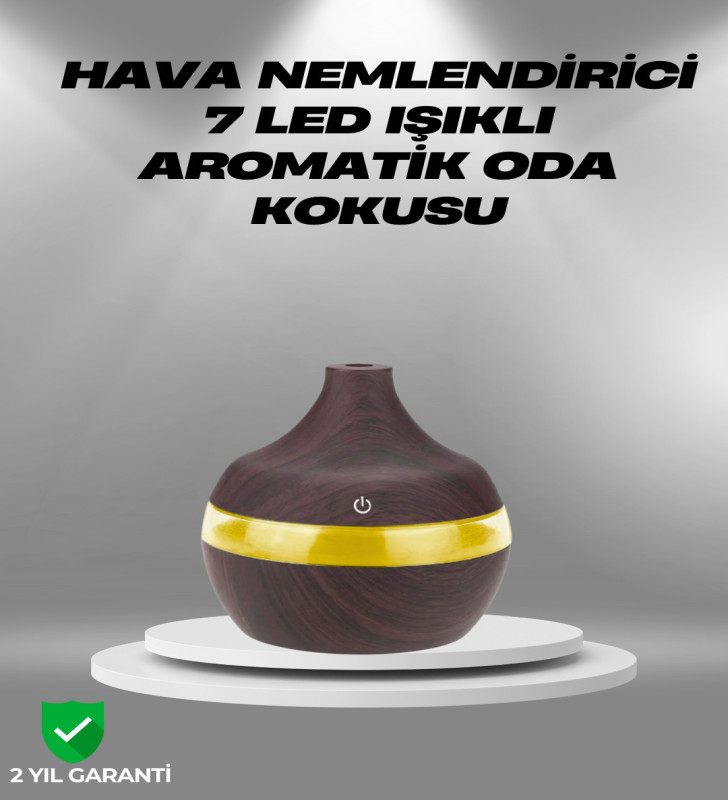 Aromaterapi Uyumlu 300 ml LED Işıklı Oda Kokusu Difüzörü - Lisinya