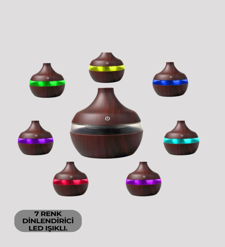 7 Renk LED Işıklı Ultrasonik Aroma Difüzör 300 ml - Lisinya